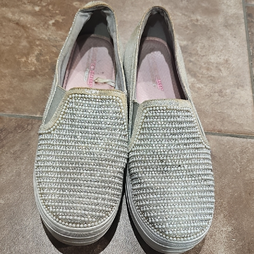 Skechers Women's Rhinestone Slip-On Sneakers - Silver